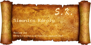 Simonics Károly névjegykártya