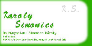 karoly simonics business card