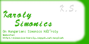 karoly simonics business card